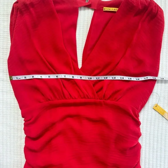 NEW Alice + Olivia Nanette Red Ruched Dress NWT - Picture 5 of 9